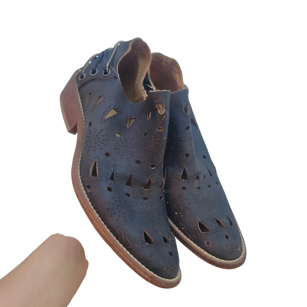 Musse & Cloud Womens Booties 7 Brown Leather Perforated Western Boho
